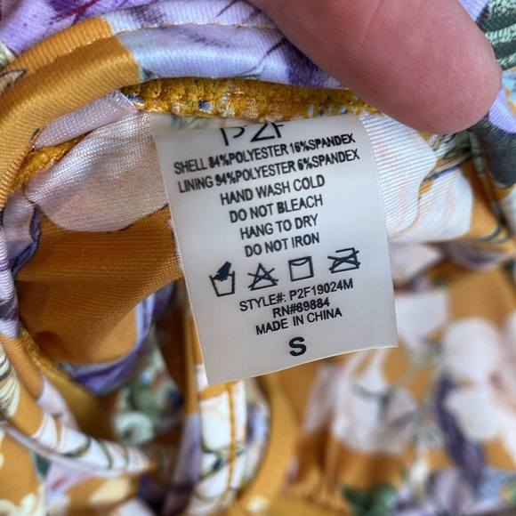 P2F New with tags One Piece Mustard and floral adjustable swimsuit - Picture 11 of 13